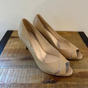 Cole Haan Grand.OS Nude Patent Leather Peep Toe Heel | Women’s 8.5